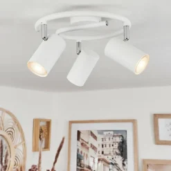 hofstein Spots Et Projecteurs|Plafonnier Javel Chrome, Blanc, 3 lumières