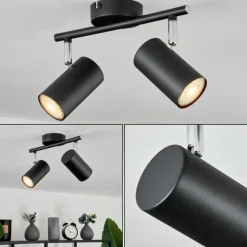 hofstein Spots Et Projecteurs|Plafonnier Javel Noir, 2 lumières