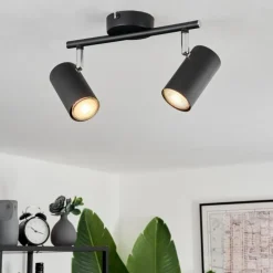 hofstein Spots Et Projecteurs|Plafonnier Javel Noir, 2 lumières