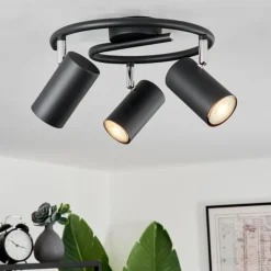 hofstein Spots Et Projecteurs|Plafonnier Javel Noir, 3 lumières