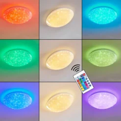 hofstein Éclairage Led|Plafonnier Kendal LED Blanc, 1 lumière, Télécommandes, Changeur de couleurs