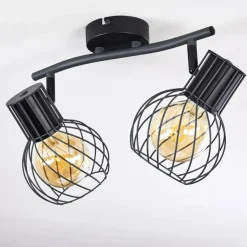 hofstein Spots Et Projecteurs|Plafonnier Kenia Gris, Noir, 2 lumières