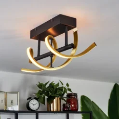 hofstein Éclairage Led|Plafonnier Khovet LED Noir, 1 lumière