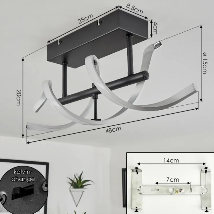hofstein Éclairage Led|Plafonnier Khovet LED Noir, 1 lumière