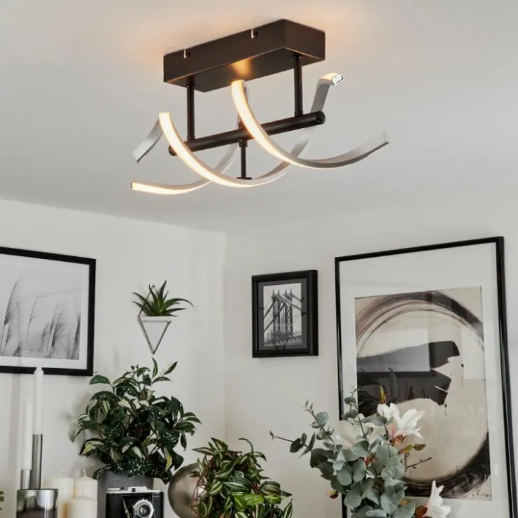 hofstein Éclairage Led|Plafonnier Khovet LED Noir, 1 lumière