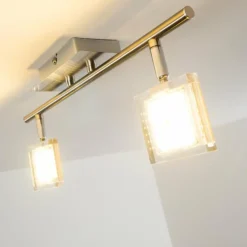 hofstein Spots Et Projecteurs|Plafonnier Kiruna LED Chrome, Nickel mat, 2 lumières