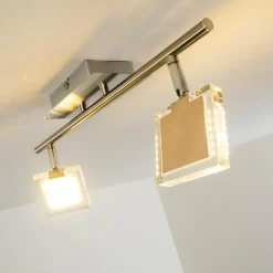 hofstein Spots Et Projecteurs|Plafonnier Kiruna LED Chrome, Nickel mat, 2 lumières