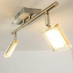 hofstein Spots Et Projecteurs|Plafonnier Kiruna LED Chrome, Nickel mat, 2 lumières
