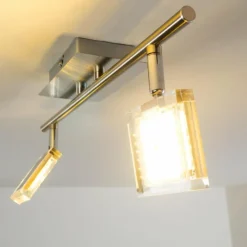 hofstein Spots Et Projecteurs|Plafonnier Kiruna LED Chrome, Nickel mat, 2 lumières