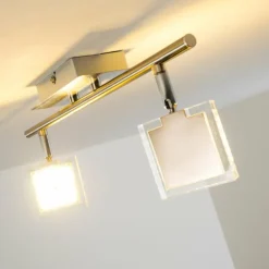 hofstein Spots Et Projecteurs|Plafonnier Kiruna LED Chrome, Nickel mat, 2 lumières