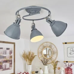 hofstein Spots Et Projecteurs|Plafonnier Koppom Bleu, Gris, 3 lumières