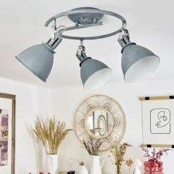 hofstein Spots Et Projecteurs|Plafonnier Koppom Bleu, Gris, 3 lumières