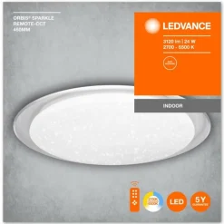 Luminaires Ledvance Éclairage Led|Plafonnier LEDVANCE ORBIS® Blanc, 1 lumière, Télécommandes