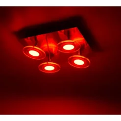 Luminaires Leuchten Direkt Éclairage Led|Plafonnier Leuchten Direkt LOLA-MIKE LED Acier inoxydable, 4 lumières, Télécommandes, Changeur de couleurs