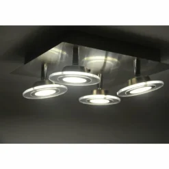 Luminaires Leuchten Direkt Éclairage Led|Plafonnier Leuchten Direkt LOLA-MIKE LED Acier inoxydable, 4 lumières, Télécommandes, Changeur de couleurs