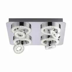 Plafonnier Leuchten Direkt Ls-TIM LED Chrome, 4 lumières, Télécommandes, Changeur de couleurs