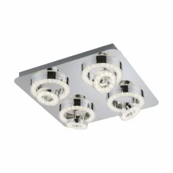 Plafonnier Leuchten Direkt Ls-TIM LED Chrome, 4 lumières, Télécommandes, Changeur de couleurs