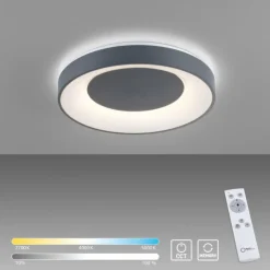 Luminaires Leuchten Direkt Éclairage Led|Plafonnier Leuchten-Direkt ANIKA LED Anthracite, 1 lumière, Télécommandes