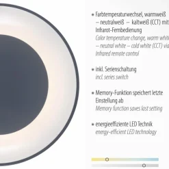 Luminaires Leuchten Direkt Éclairage Led|Plafonnier Leuchten-Direkt ANIKA LED Anthracite, 1 lumière, Télécommandes