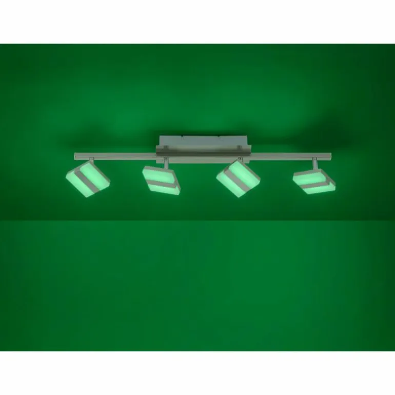 Plafonnier Leuchten-Direkt LOLAsmart-SABI LED Nickel mat, 4 lumières, Télécommandes, Changeur de couleurs