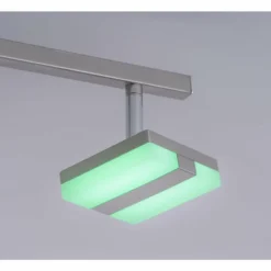 Plafonnier Leuchten-Direkt SABI LED Nickel mat, 6 lumières, Télécommandes, Changeur de couleurs
