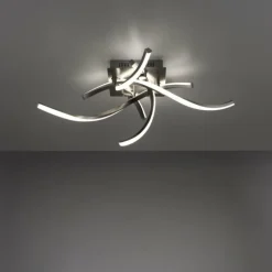Plafonnier Leuchten-Direkt LOLAsmart-SWING LED Acier brossé, 4 lumières, Télécommandes, Changeur de couleurs