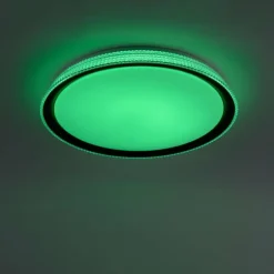Plafonnier Leuchten-Direkt LOLAsmart-KARI LED Argenté, 1 lumière, Télécommandes, Changeur de couleurs