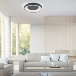 Plafonnier Leuchten-Direkt LOLAsmart-ANIKA LED Anthracite, 1 lumière, Télécommandes, Changeur de couleurs