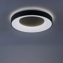 Plafonnier Leuchten-Direkt LOLAsmart-ANIKA LED Anthracite, 1 lumière, Télécommandes, Changeur de couleurs