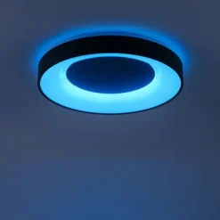 Plafonnier Leuchten-Direkt LOLAsmart-ANIKA LED Anthracite, 1 lumière, Télécommandes, Changeur de couleurs