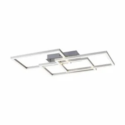 Plafonnier Leuchten-Direkt LOLAsmart-MAXI LED Acier brossé, 3 lumières, Télécommandes, Changeur de couleurs