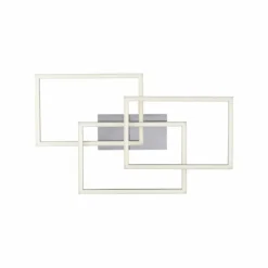 Plafonnier Leuchten-Direkt LOLAsmart-MAXI LED Acier brossé, 3 lumières, Télécommandes, Changeur de couleurs