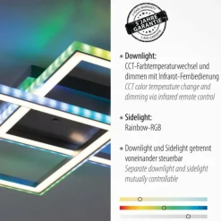Luminaires Leuchten Direkt Éclairage Led|Plafonnier Leuchten-Direkt FELIX60 LED Acier brossé, 1 lumière, Télécommandes, Changeur de couleurs