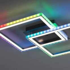 Luminaires Leuchten Direkt Éclairage Led|Plafonnier Leuchten-Direkt FELIX60 LED Acier brossé, 1 lumière, Télécommandes, Changeur de couleurs
