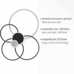 Luminaires Leuchten Direkt Éclairage Led|Plafonnier Leuchten-Direkt PAPILON LED Noir, 1 lumière
