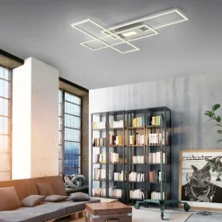 Luminaires Leuchten Direkt Éclairage Led|Plafonnier Leuchten-Direkt ASMIN LED Acier brossé, 1 lumière, Télécommandes