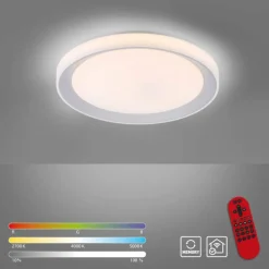 Plafonnier Leuchten-Direkt LOLAsmart-LENI LED Argenté, 1 lumière, Télécommandes, Changeur de couleurs