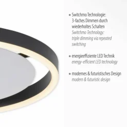 Luminaires Leuchten Direkt Éclairage Led|Plafonnier Leuchten-Direkt RITUS LED Anthracite, 1 lumière