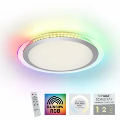 Luminaires Leuchten Direkt Éclairage Led|Plafonnier Leuchten-Direkt CYBA LED Argenté, 2 lumières, Télécommandes, Changeur de couleurs