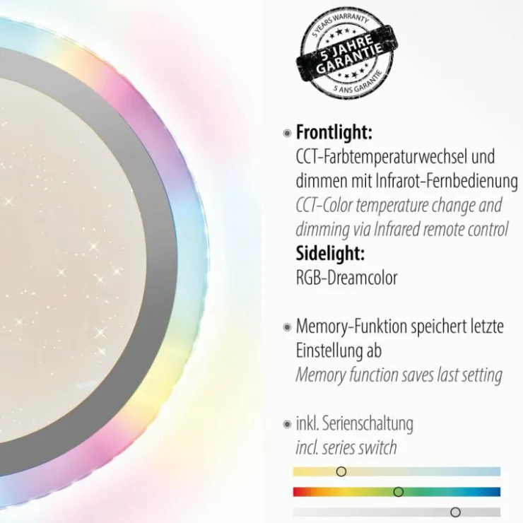 Luminaires Leuchten Direkt Éclairage Led|Plafonnier Leuchten-Direkt CYBA LED Argenté, 2 lumières, Télécommandes, Changeur de couleurs