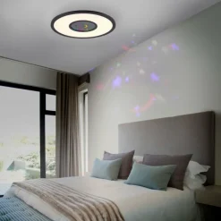 Luminaires Leuchten Direkt Éclairage Led|Plafonnier Leuchten-Direkt ASTRO LED Noir, 2 lumières, Télécommandes, Changeur de couleurs