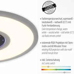 Luminaires Leuchten Direkt Éclairage Led|Plafonnier Leuchten-Direkt ASTRO LED Noir, 2 lumières, Télécommandes, Changeur de couleurs