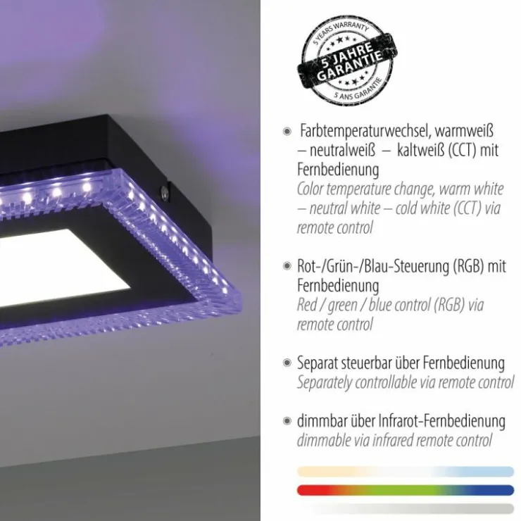 Luminaires Leuchten Direkt Éclairage Led|Plafonnier Leuchten-Direkt ACRI LED Noir, 2 lumières, Télécommandes