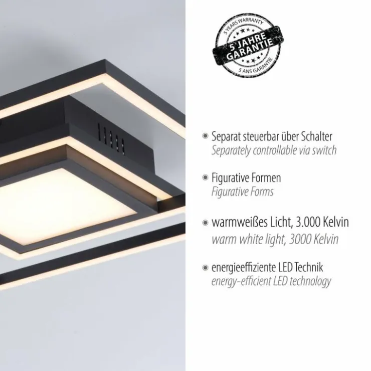 Luminaires Leuchten Direkt Éclairage Led|Plafonnier Leuchten-Direkt ASMIN LED Noir, 1 lumière