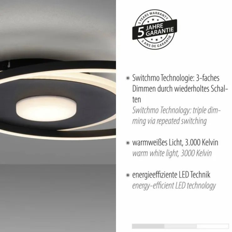 Luminaires Leuchten Direkt Éclairage Led|Plafonnier Leuchten-Direkt DOMINO LED Noir, 1 lumière