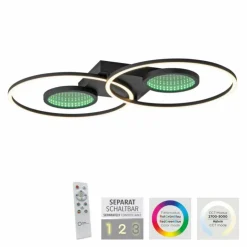 Luminaires Leuchten Direkt Éclairage Led|Plafonnier Leuchten-Direkt TUNEL LED Noir, 1 lumière, Télécommandes, Changeur de couleurs