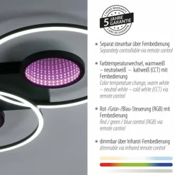 Luminaires Leuchten Direkt Éclairage Led|Plafonnier Leuchten-Direkt TUNEL LED Noir, 1 lumière, Télécommandes, Changeur de couleurs