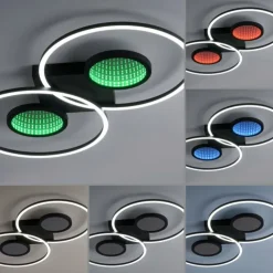 Luminaires Leuchten Direkt Éclairage Led|Plafonnier Leuchten-Direkt TUNEL LED Noir, 1 lumière, Télécommandes, Changeur de couleurs