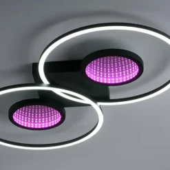 Luminaires Leuchten Direkt Éclairage Led|Plafonnier Leuchten-Direkt TUNEL LED Noir, 1 lumière, Télécommandes, Changeur de couleurs