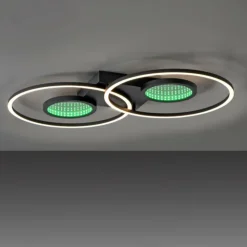 Luminaires Leuchten Direkt Éclairage Led|Plafonnier Leuchten-Direkt TUNEL LED Noir, 1 lumière, Télécommandes, Changeur de couleurs
